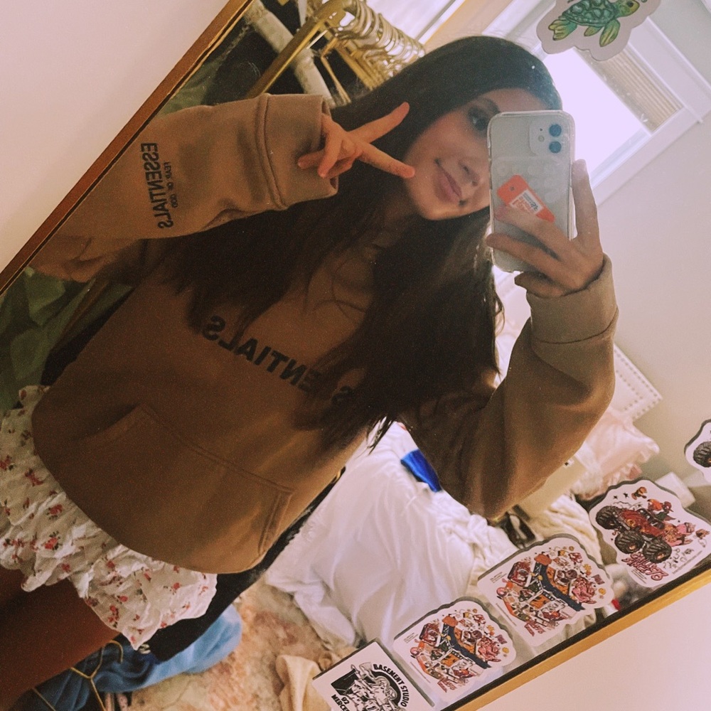 Essentials Brown Oversized Long Sleeve Hoodie
